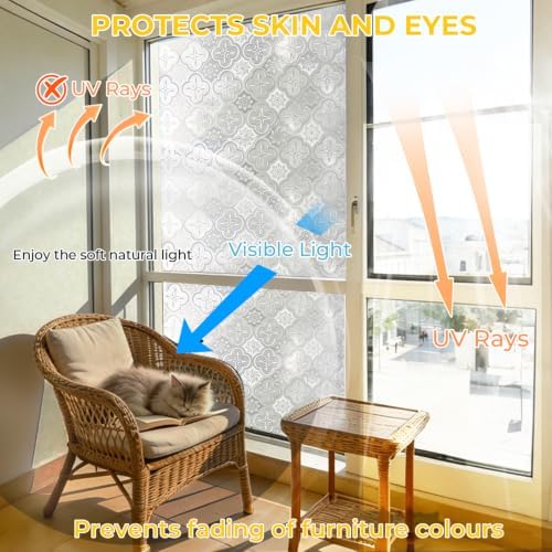 OHTMERU Window Privacy Film Decorative Non-Adhesive, Reusable, Anti-Glare - Image 4