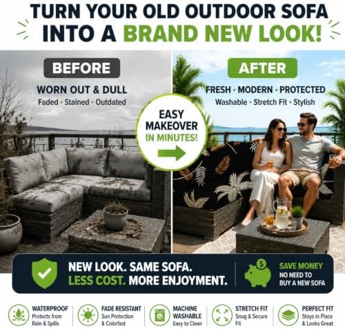 14 Pcs Outdoor Cushion Covers, Patio Sofa Cushion Covers Replacement - Image 3