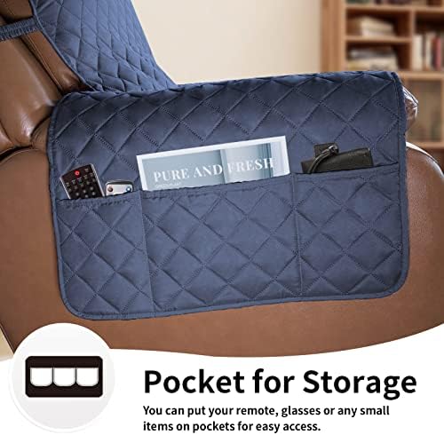 Easy-Going Reversible Couch Cover, Oversized Recliner, Dark Blue/Ivory - Image 3