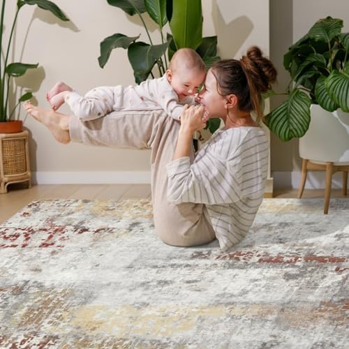 Toneed Washable 7x10 Area Rug with Non-Slip Backing for Living Room - Image 5