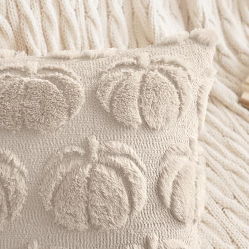 MIULEE Fall Pillow Covers Pumpkin Fall Decor Lumbar 12x20 Beige - Image 2