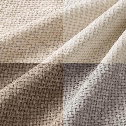 MIULEE Decorative Chenille Pillow Covers Neutral Beige 20x20 Pack of 4 - Image 2