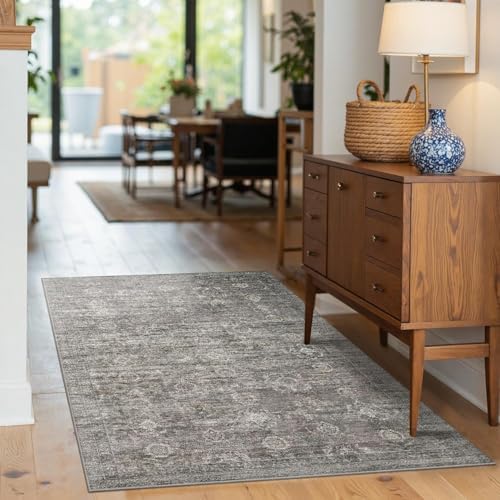 Rugxara 3x5 Rug for Entryway Bedroom Washable Area Rugs Carpet, Taupe/Grey - Image 4