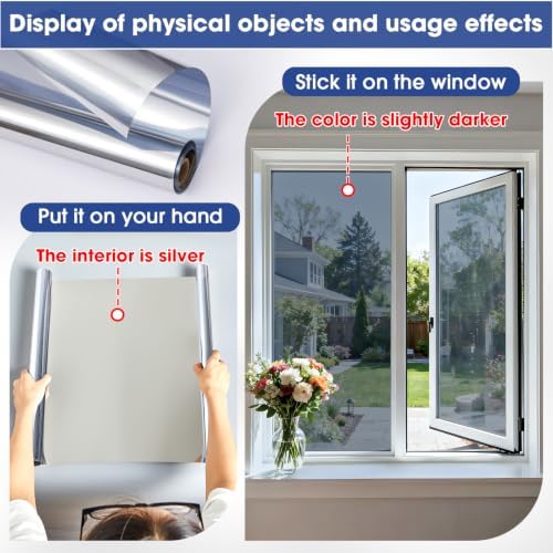 Coavas One Way Privacy Window Film Heat & Glare Control, 29.5"x78.7" Silver - Image 6