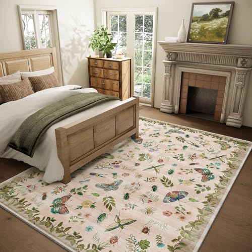Machine Washable Rugs for Living Room: 8x10 Area Rugs Stain Resistant Non Slip Low Pile Soft Lightweight Carpet Rugs for Bedroom Kitchen Dining Room Nursery Kids Room Farmhouse - Image 2