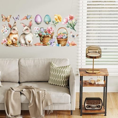 ANNA QUEEN Easter Bunny Wall Decals Peel and Stick Watercolor Rabbit Easter Egg Wall Stickers Removable Vinyl Spring Wall Decor for Kids Room Nursery Bedroom Classroom Holiday Wall Art - Image 6