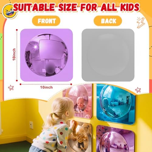 Geiserailie 4 Pcs Sensory Wall Bubble Mirrors, 10 x 10 Inch, CPC Certified - Image 2