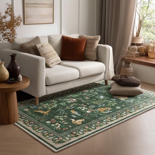 3x5 Washable Area Rugs for Entryway: Small Throw Rugs Stain Resistant Non Slip Low Pile Soft Faux Wool Lightweight Entry Rug for Bedroom Living Room Kitchen Bathroom Laundry Room Home Office Indoor by palohom