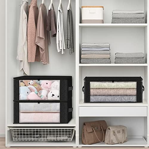 HomeHacks 10-Pack Clothes Organizer Storage Bags, 35L Storage Bins, Black - Image 5