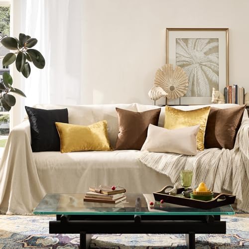 GIGIZAZA Gold Velvet Pillow Covers 12x20 Decorative Pillows Pack of 2 - Image 5