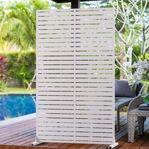 6FT Metal Privacy Screen Outdoor Privacy Panel and Garden Divider, Weather-Resistant Freestanding Panel with Stand, Durable Steel for Patio, Garden, Balcony & Backyard by Unknown