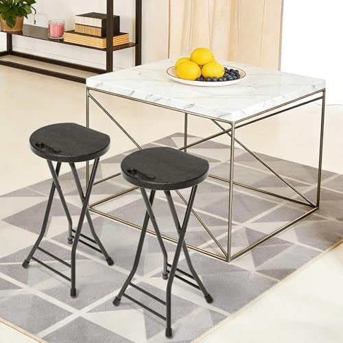 LEDLAY24 Inch Folding Stool with Handle - 500LBS Capacity Portable Foldable Stool with Non-Slip Feet, Heavy-Duty Steel & Plastic Collapsible Stool for Indoor Outdoor Use, Black - Image 7