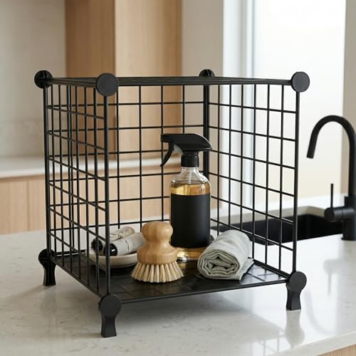 Cube Storage Organizer Metal Wire Shelf for Closet Office Black - Image 5