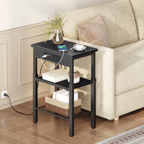HOOBRO End Table with Charging Station, Adjustable Height Small Side Table - Image 2