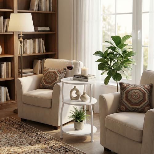 3-Tier Round Side Table, 15.7 inch End Table Nightstand - Image 7