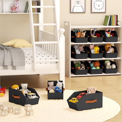 Homsorout Large Closet Storage Cubes - Closet Storage Bins with Dual Handles for Clothes, Towels, Toys, Shelf Organizer Bins for Bedroom, Nursery, Shelves, Small Spaces, Black, 3 Pack - Image 6