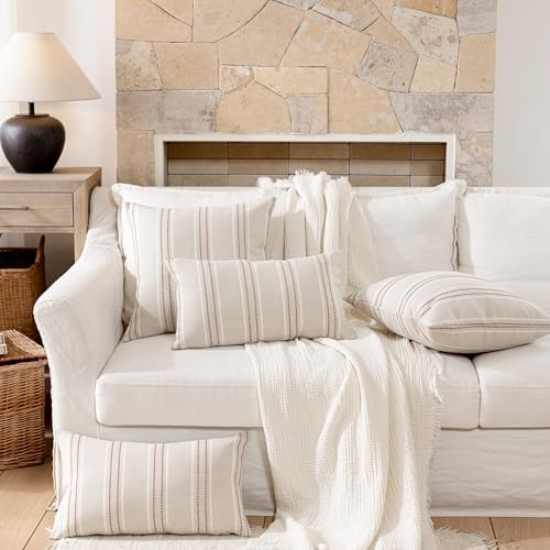 Hckot Terracotta Throw Pillow Covers 12x20 Set of 2 Striped Pillow Covers - Image 6
