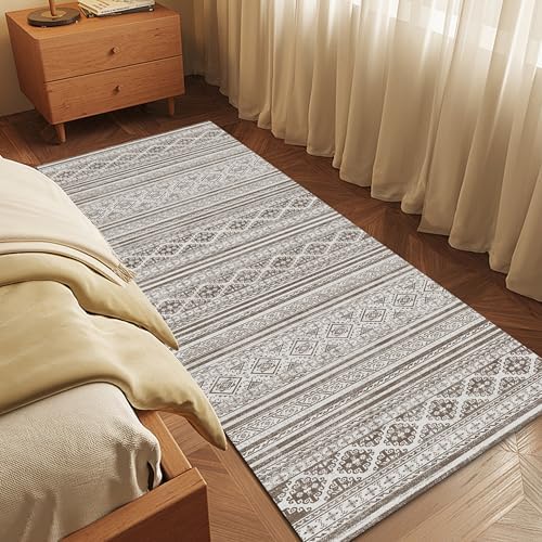 RUGSURE Washable Area Rugs 2'6'' x 8' - 1/6 Thick - Moroccan-Inspired -Stain & Water Resistant Non-Slip - Resistant Rug for Living Room, Bedroom, Nursery, Pet & Child Friendly (Brown) by RUGSURE