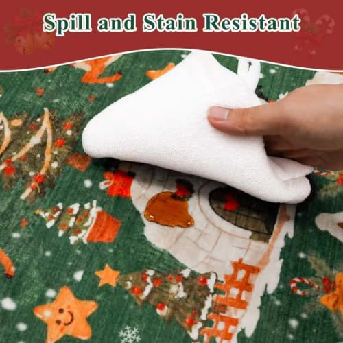 Christmas 2x3 Entryway Area Rug - Non Slip Washable Winter Green Doormat Indoor Soft Low Pile Decorative Floor Mat for Kitchen Bathroom Living Room Bedroom Holiday Home Decor Gift（2x3，Green ） - Image 6