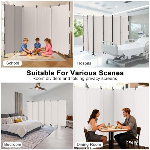 6 Panel Room Divider,6ft Folding Screen Portable Wall Partition Room Divider with 4 Metal Feet,Privacy Screen Indoor Doubles as a Cubicle Wall,Suitable for Bedroom Dressing Room Office - Image 6