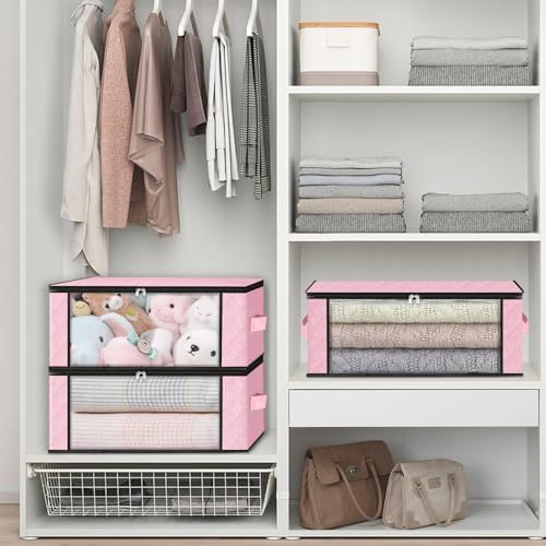 HomeHacks 10-Pack Clothes Organizer Storage Bags, 35L Storage Bins, Pink - Image 6