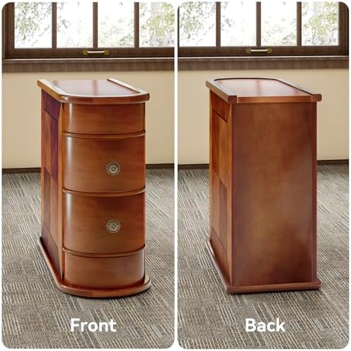 LITTLE TREE End Table Set of 2, No Assembly Required Wood End Table with 2 Drawers, Sofa Side Table for Living Room, Vintage Slim Nightstand Bedside Table for Bedroom - Image 5