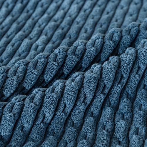 Set of 4 Blue Decorative Throw Pillow Covers 12x20 Inch Corduroy Pillow Covers for Bed Couch Sofa Living Room Soft Cushion Cases - Image 4