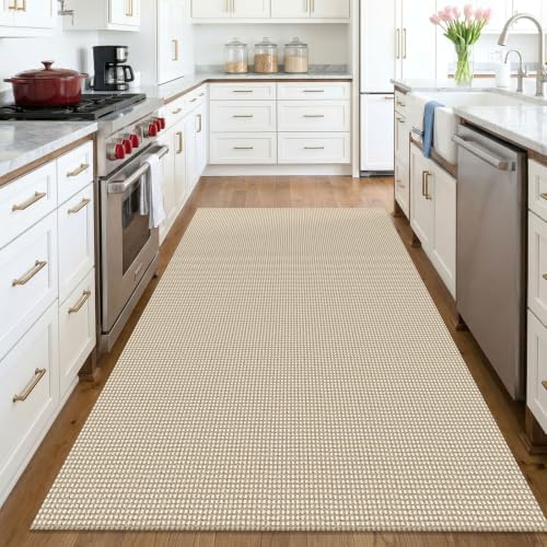 KOZYFLY Washable Area Rug 4x6 ft Non Slip Rubber Backed Living Room Rugs Braided Woven Cotton Kitchen Rugs Indoor Outdoor Entryway Rug for Dining Living Room Bedroom, Ivory Beige - Image 3