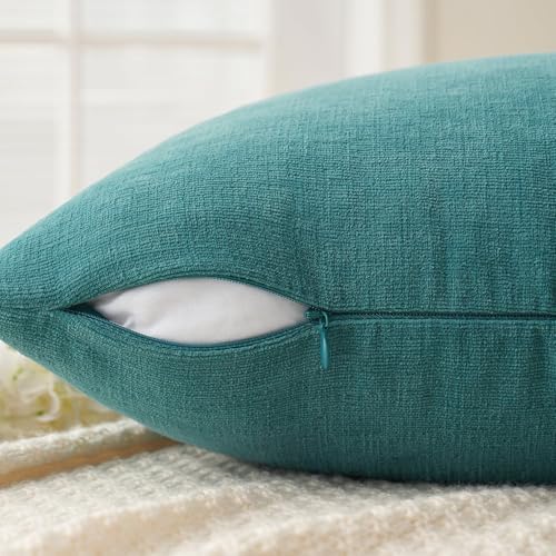 MIULEE Teal Chenille Couch Euro Throw Pillow Covers, 22x22 - Image 4