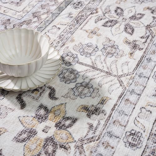 2x5 Runner Rug Washable Vintage: Non Slip Long Kitchen Runners Brown/Beige - Image 3