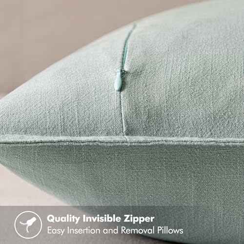 MIULEE Decorative Linen Pillow Covers 20x20 Inch Aqua Green - Image 3