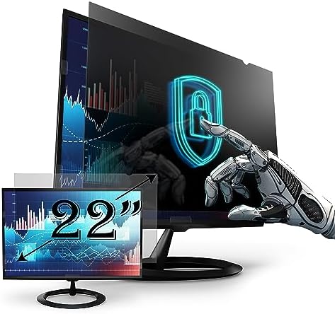 Premium Privacy Screen Filter for 22 Inches Desktop Computer Monitor. Screen Protector Size is 18.7 inch width x 11.7 inch height. Anti Glare and Anti Blue Light Protection by EZProScreenProtector