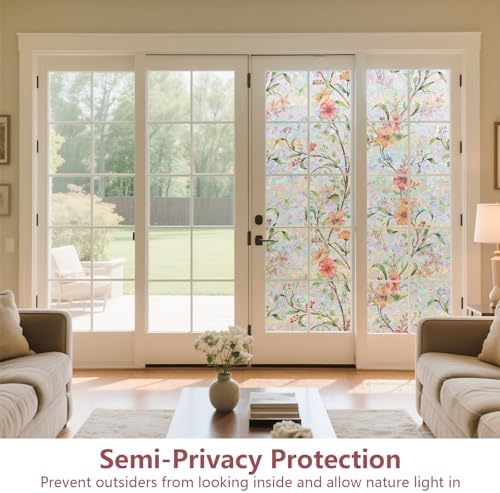 NINETREX Window Privacy Film, Rainbow Stained Glass Floral, 35.4"x157.4" - Image 4