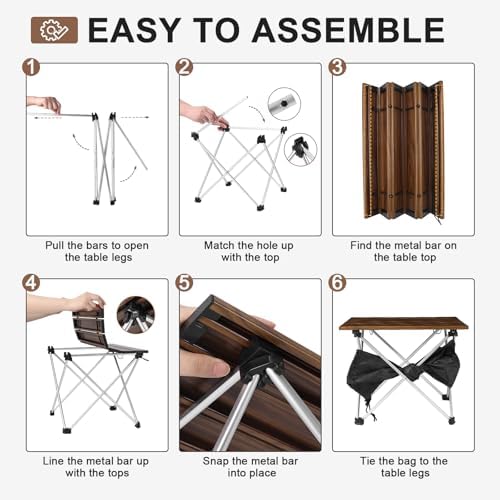 Tesouro Camping Table with Aluminum Table Top, Folding Beach Table Easy to Carry, Prefect for Outdoor, Picnic, BBQ, Cooking, Festival, Beach, Home Use - Image 5
