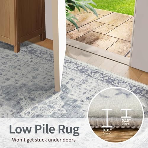 2x3 Blue Washable Entryway Rug,Small Door Mat for Bathroom Kitchen - Image 6