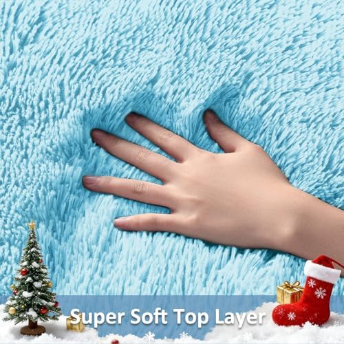 Ophanie 5x8 Light Blue Rugs for Living Room,Kids Rug,Playroom Area Rugs for Boys Girls Teen Decor,Fluffy Fuzzy Soft Plush Shaggy Bedside Floor Bedroom Carpet for Teen with Over 99 pcs Pile fibers - Image 2