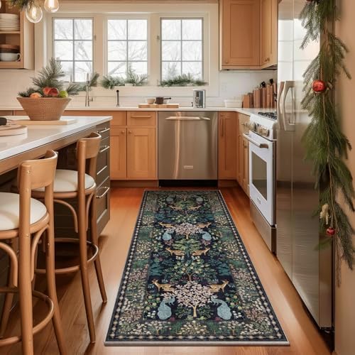 Washable Runners for Hallways Kitchen Rug: 2'6"x8' Runner Rug Stain Resistant Non Slip Low Pile Soft Carpet Runner Rug for Entryway Bedroom Beside Bathroom Laundry Room - Image 2