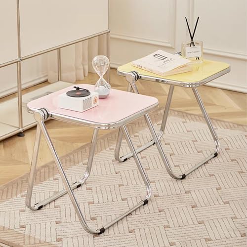 16.2"×14.1" Acrylic Folding Side Table, Portable Lightweight End Table, Sturdy Metal Frame and No Assembly Required, Space-Saving Design for Living Room, Bedroom and Small Room, Yellow - Image 6