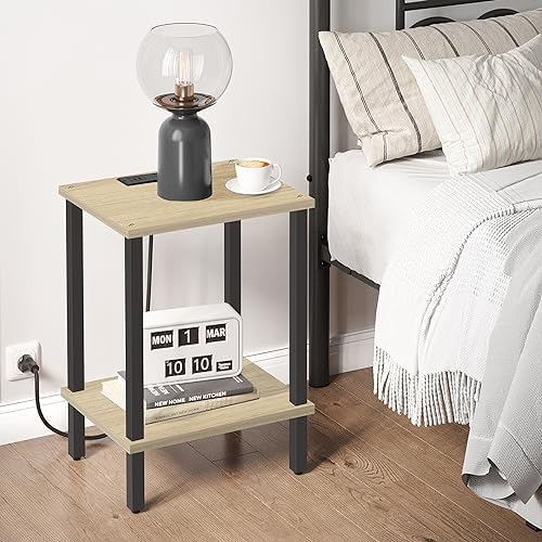 TUTOTAK End Table with Charging Station, Side Table Set of 2, Nightstand - Image 5