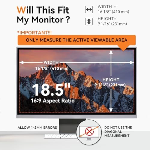 [2-Pack] 18.5 Inch Computer Privacy Screen for 16:9 Aspect Ratio Widescreen Monitor, Eye Protection Anti Glare Blue Light Computer Monitor Privacy Filter, Removable Anti-Scratch Screen Protector Film - Image 2