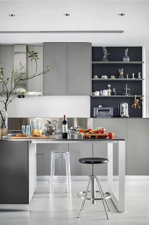 Yasinet 17.7"x118" Grey Wallpaper Gray Wallpaper Peel and Stick Grey Contact Paper Gray Removable Self Adhesive Wall Paper Solid Color Matte Decorative for Wall Bedroom Vinyl - Image 5