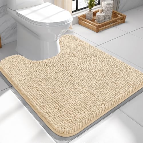 OLANLY Toilet Rugs U-Shaped 24x24, Soft Absorbent Chenille Contour Rugs by OLANLY