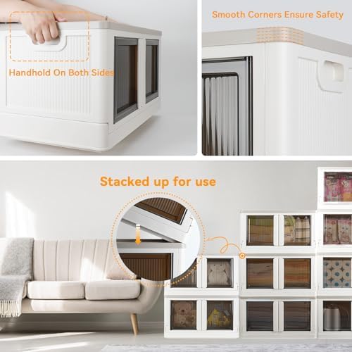 Storage Box, Cabinet with Lids, Extra Large Useful Box, 19 Gallons (72L) Capacity (Each One), 2 Packs, Collapsible, Installation Free, Nice for Home Organization - Image 5