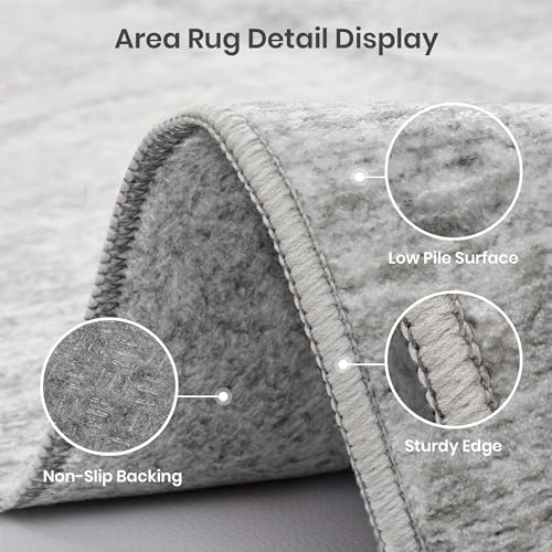 Valenrug 4x6 Area Rug for Entryway, Non Slip Washable Bedroom Rug, Grey - Image 4