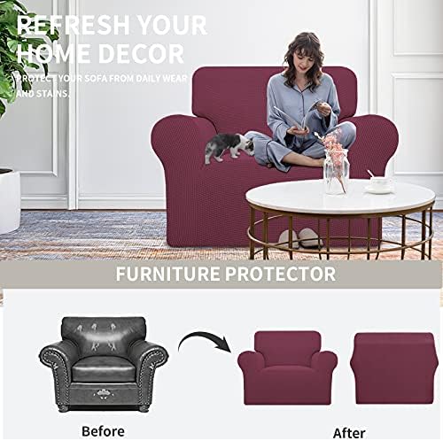 Easy-Going Stretch Oversized Chair Slipcover with Arm Washable ASH Rose - Image 4