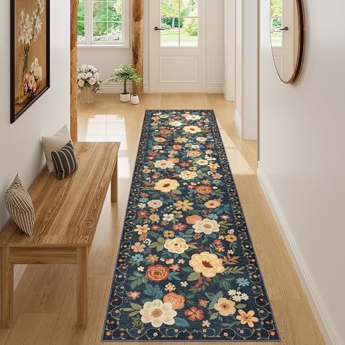 DUKINO 2x8 Runner Rug, Washable Runner Rug for Kitchen Non Slip, Navy Blue - Image 5