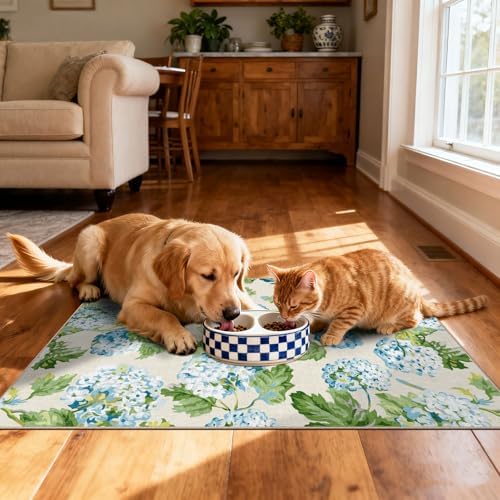 Front Door Mat Indoor Outside Entrance 2x3 Blue Hydrangea Entry Rug - Image 6