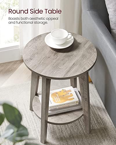 VASAGLE Round Side Table with Lower Shelf, End Table for Small Spaces - Image 5