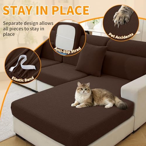 XINEAGE 4 Piece Stretch Couch Cushion Covers Individual Sofa Slipcovers - Image 5