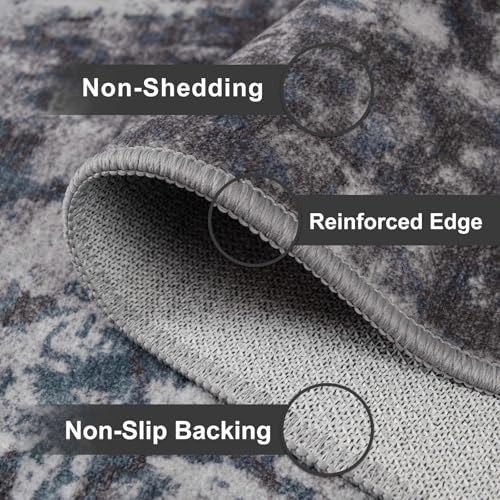 8x10 Area Rug for Living Room, Modern Abstract Rug for Bedroom, Indoor Non Slip Soft Washable Large Carpet, Stain Resistant, Low Pile Carpets for Dining Room Home Office Decor, Dark Grey Blue - Image 6